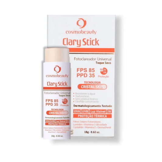 Cosmobeauty Clary Stick Toque Seco Clareador FPS 85 - Protetor Solar 18g