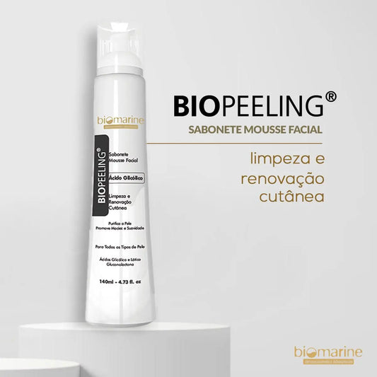 Biomarine Biopeeling Ácido Glicólico - Mousse de Limpeza Facial 140ml