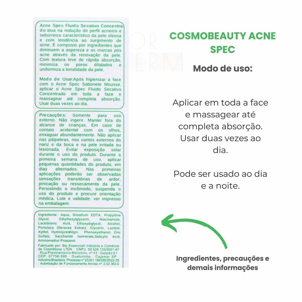 Cosmobeauty Fluído Secativo Acne Spec Concentrado 30ml