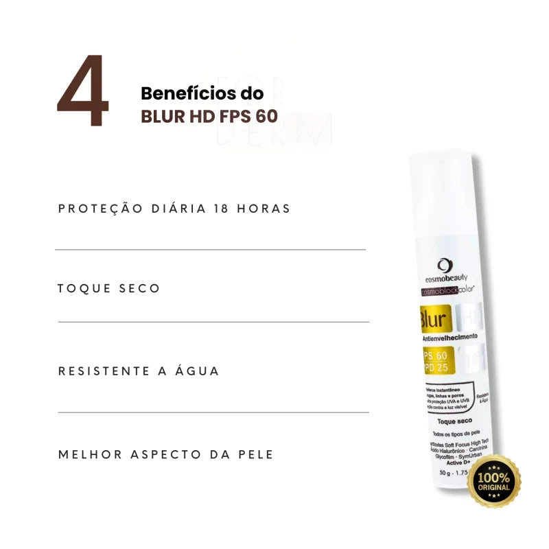 Cosmobeauty Blur HD FPS 60 Filtro Solar Anti Sinais Todas as Peles 50g