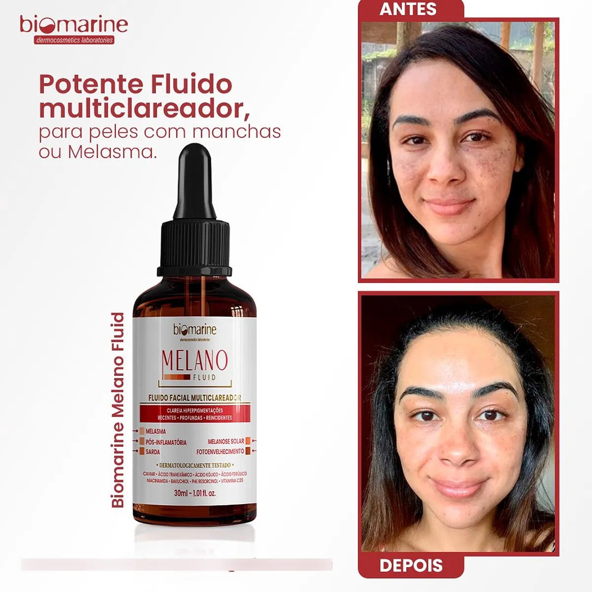 Biomarine Melano Fluid Clareamento De Manchas Faciais