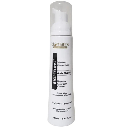 Biomarine Biopeeling Ácido Glicólico - Mousse de Limpeza Facial 140ml