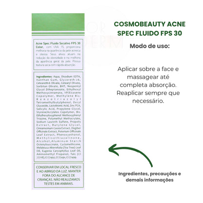 Cosmobeauty Fluido Secativo Acne Spec Universal FPS 30 120g